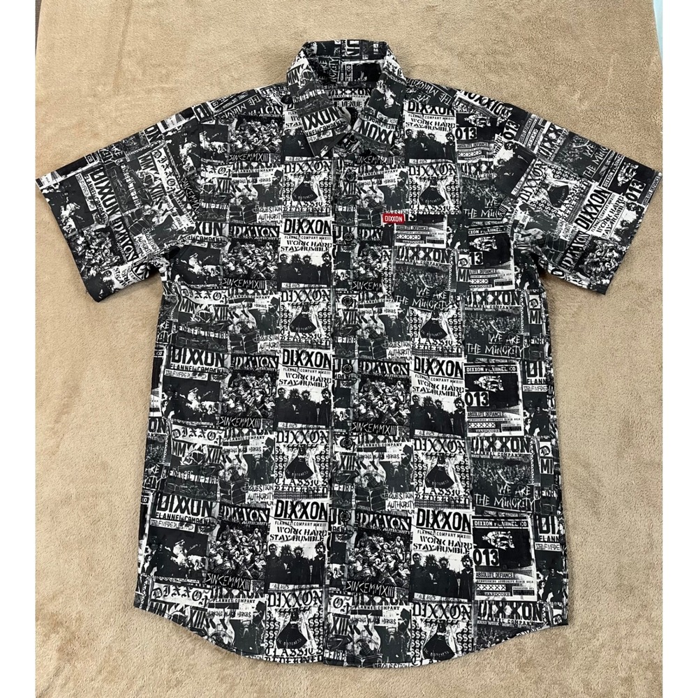 Dixxon The Venue Question Authority Shirt Men's S Black/White Polyester S/S EUC